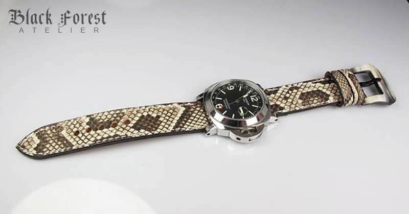 24mm/24mm Handmade Natural Color Real Python Skin Watch Strap PY09 ...