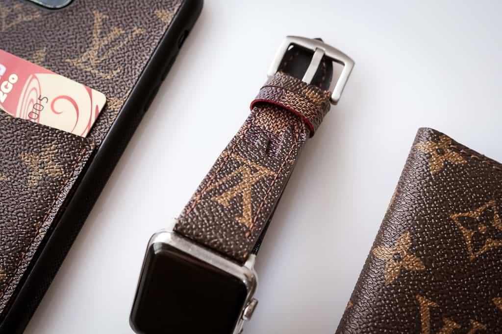 louis vuitton 44mm apple watch band for women silver and gold
